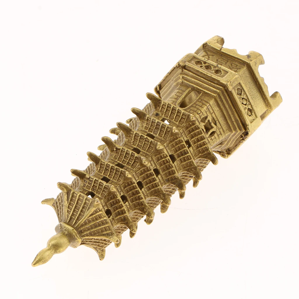 Chinese Antique Buddhism Temple Decoration WenChang Tower Buddha Stupa Pagoda Statue Desktop Ornament