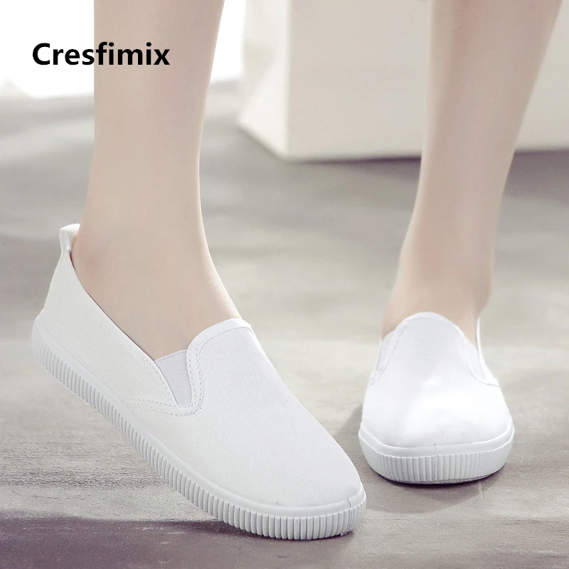 

Women Cute Sweet White Spring & Summer Comfortable Slip on Flat Shoes Lady Soft Anti Skid Work Shoes Nurse Flat Shoes E2189