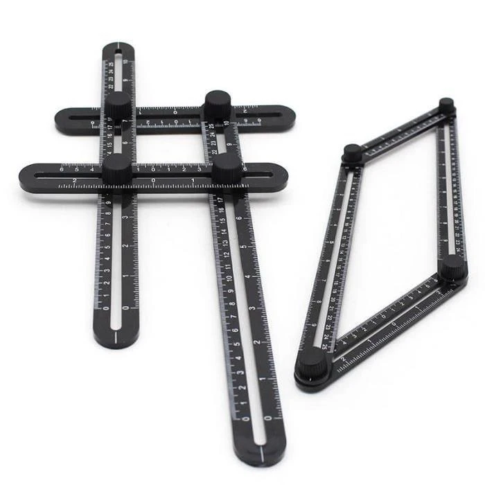 

Set of 2 Pieces Foldable Plastic Ruler Black Multi-Angle Four-Sided Ruler