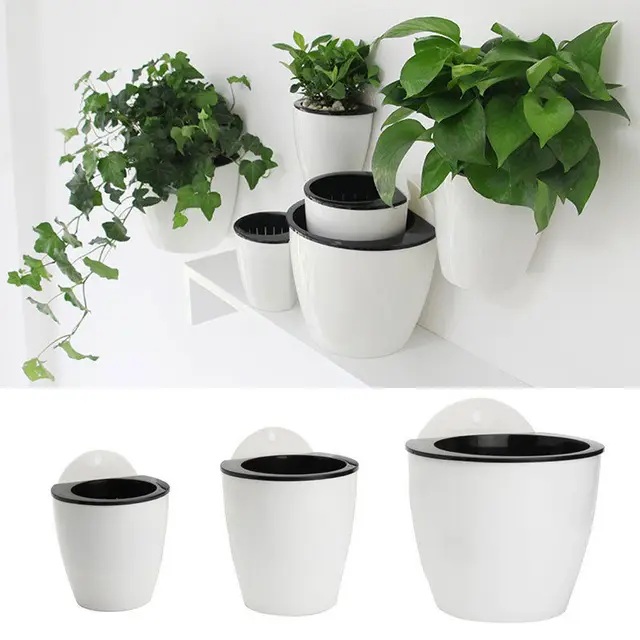 Self Pouring Indoor Plant Wall Mounted Resin Plastic Creative Self Pouring Indoor Plant Wall Mounted Resin Plastic Creative Circular Planter Villa Simple