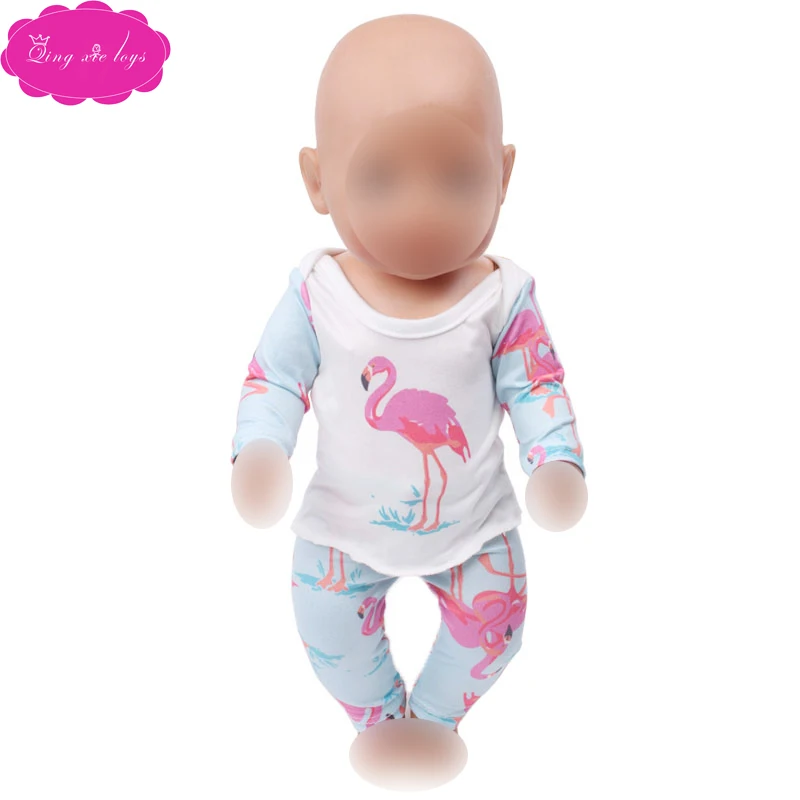 

43 cm baby dolls clothes cute 5 colors Unicorn suit pajamas set fit American 18 inch Girls doll f721