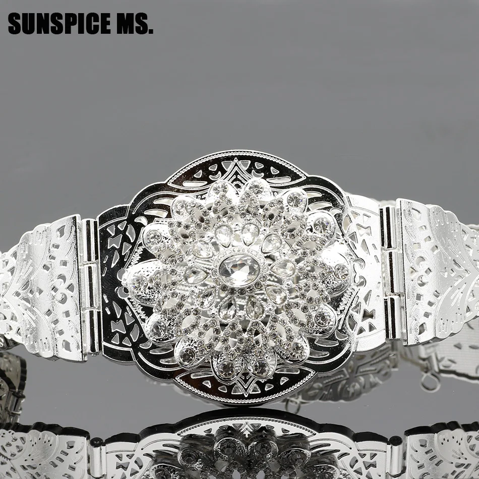 

SUNSPICE-MS round crystal metal gown belt for women silver and gold color Moroccan Chic Caftan wedding jewelry adjustable length