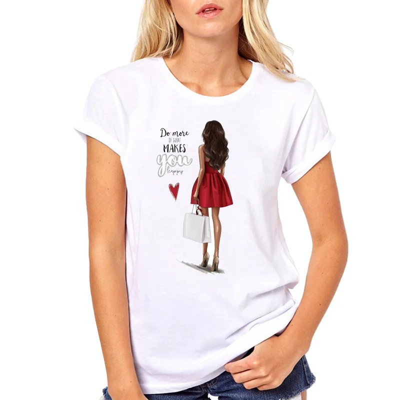 

Women Clothes Summer Do More Make You Happy Cute Fashion Top Ladies T Tee Shirt Woman Female Casual Printed Clothes T-shirt