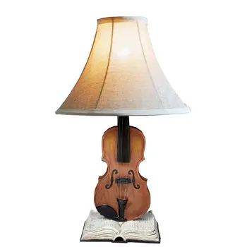 

Creative Violin Bedside Desk Lamps Cute Vintage Kids Room Table Lights Living Room Decorative Desk Lamp