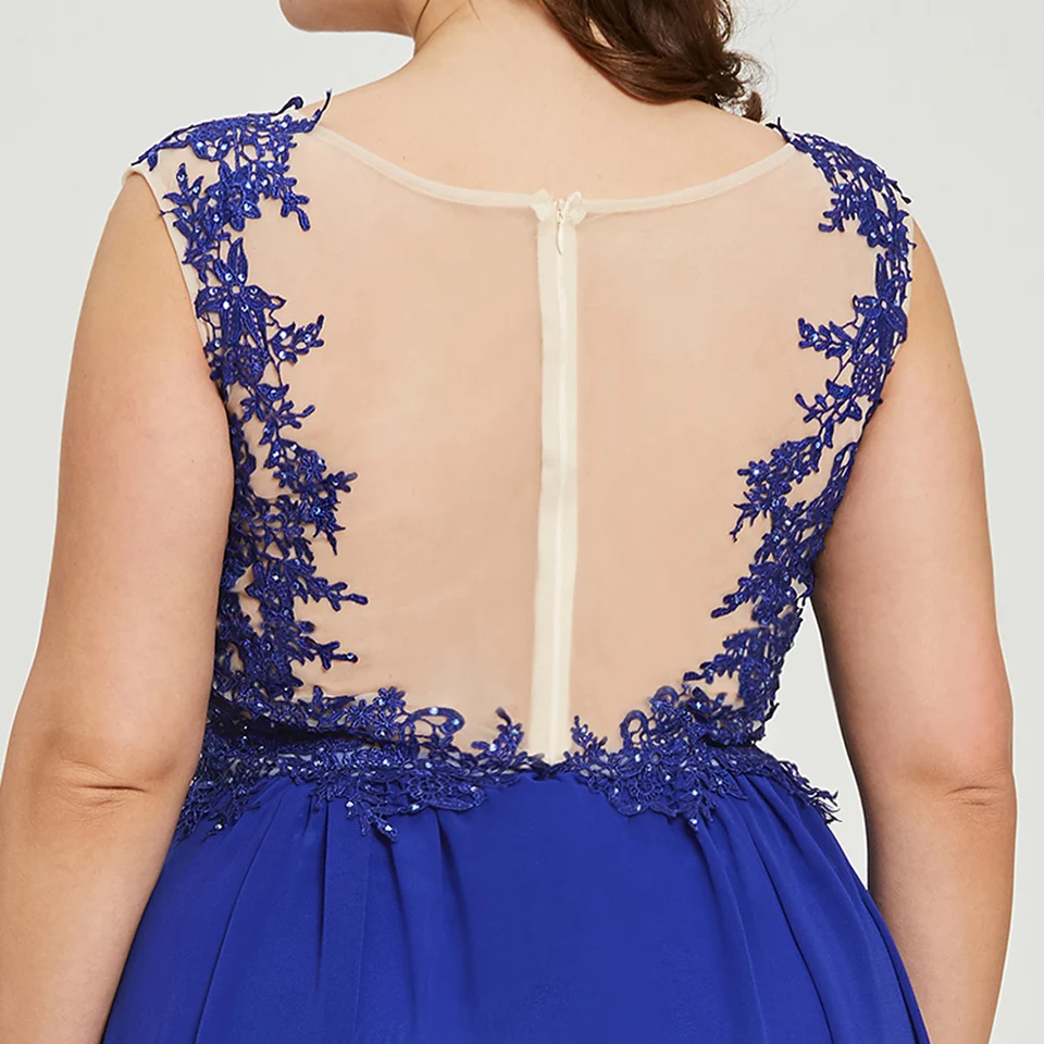 Dressv, темно-Королевское синее вечернее платье размера плюс, элегантное, круглый вырез, рукава-крылышки, свадебное, вечернее платье трапециевидной формы, вечернее платье es