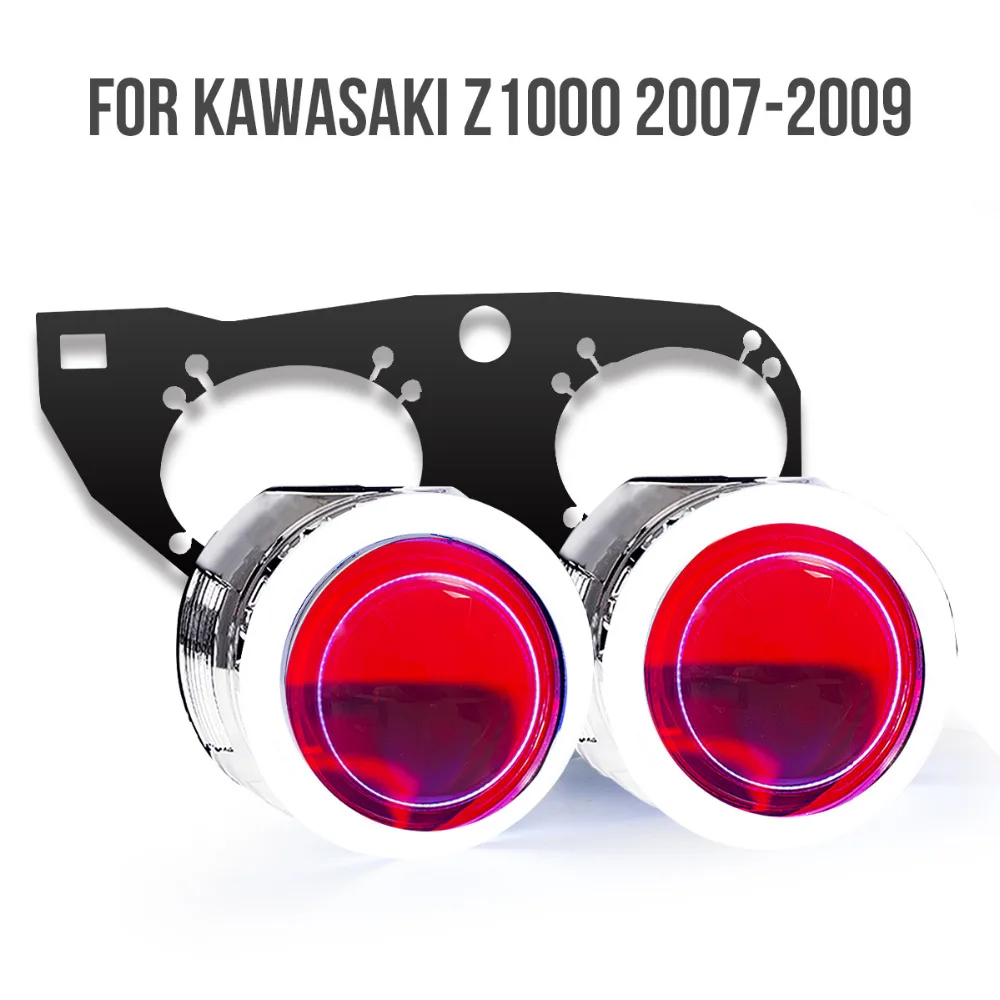 KT Headlight Suitable for Kawasaki Z1000 2007 2009 LED Angel Eyes Red Demon Eyes Motorcycle HID