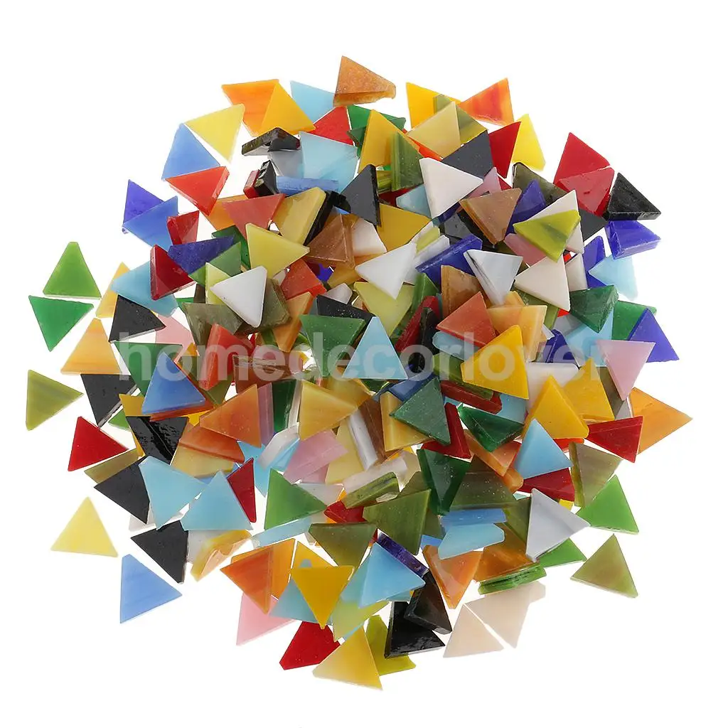 

300pcs Triangle Rhombus Shape Glass Mosaic Making Mosaic Tiles Tessera for Arts DIY Craft 12mm