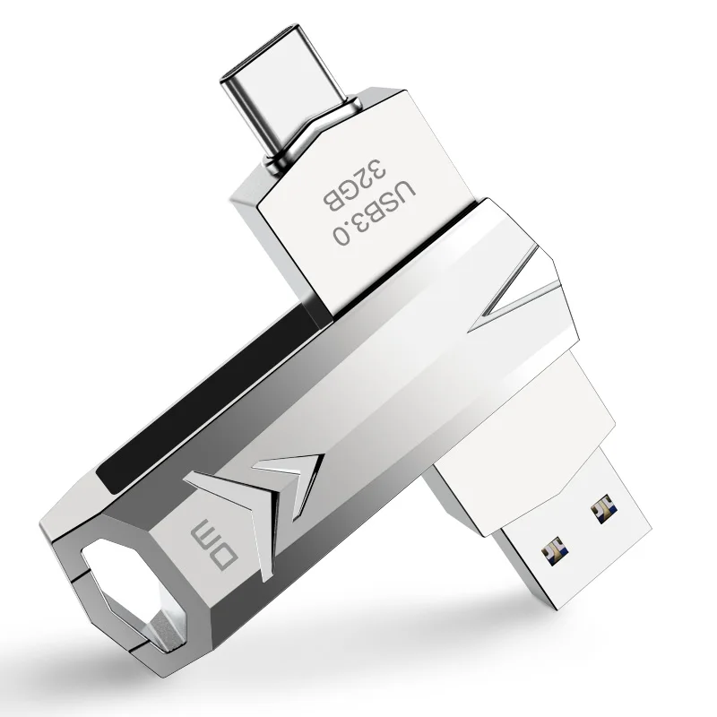 DM PD098 USB флеш-накопитель 32 Гб OTG металлический USB 3,0 флеш-накопитель ключ usb флеш-накопитель Тип c высокоскоростная Флешка флеш-накопитель карта памяти usb - Цвет: Серебристый