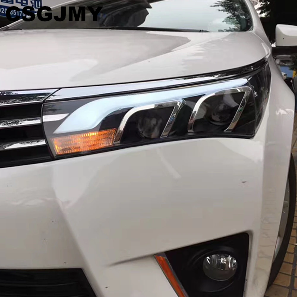Автомобильный Стайлинг для Toyota Corolla фары Altis светодиодный фары DRL Биксеноновые линзы дальнего ближнего света парковочные противотуманные фары