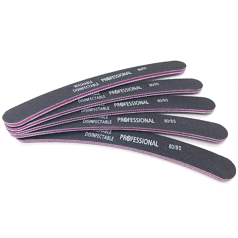 

JEARLYU 5pcs/lot Nail Sanding Files Black Curved Polish Buffer Block Manicure Pedicure Nail File 80/80 Professional Lime Ongle