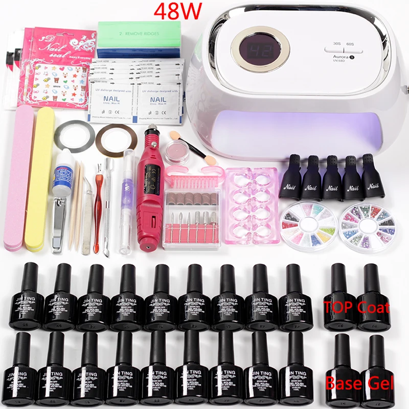 

Nail Art Tools 48w Led Nail Lamp Dryer Nail Polish Gel Varnish Set for Manicure set Nail Mirror Powder Electric Manicure Machine