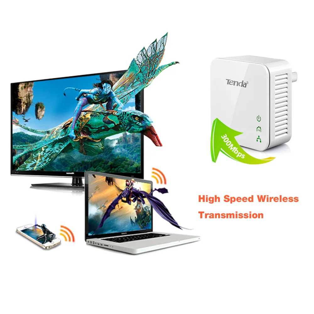 1 шт. Tenda P202 Mini 200 Мбит/с сетевой адаптер PowerLine, PLC Ethernet адаптер, совместимый с IPTV, Homeplug AV2 Plug and Play