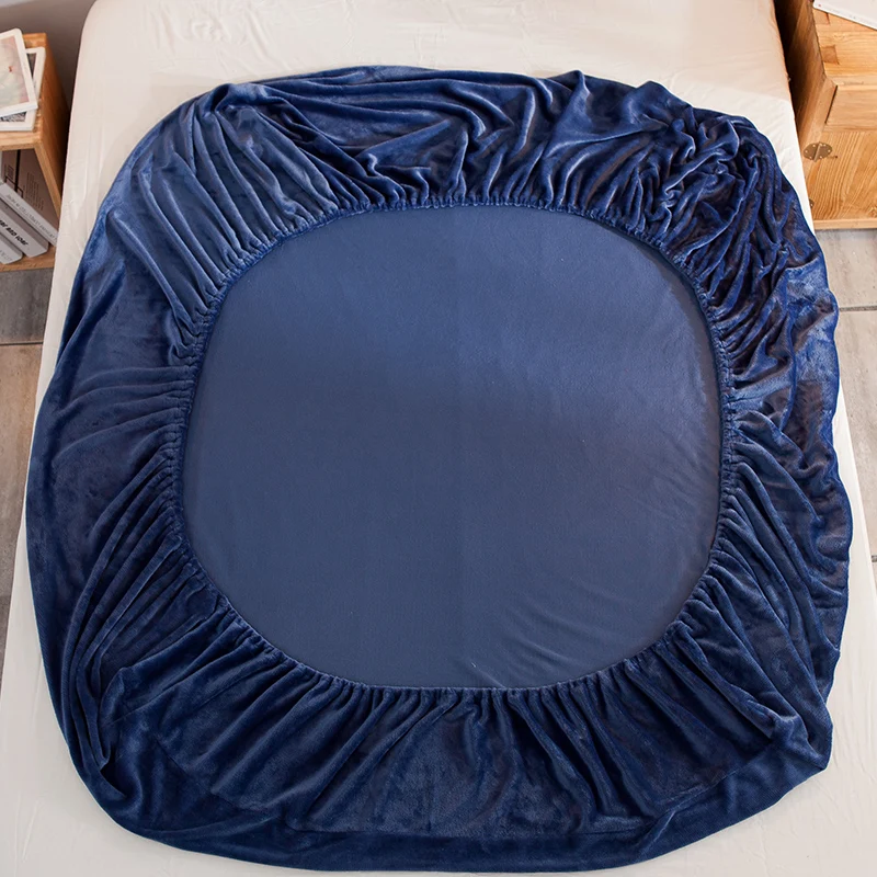 

Winter Warm High Quality Flannel Velvet Bed Sheet Warm Flannel Fleece Fitted Sheet Bedsheet 16 colors available Custom size #s