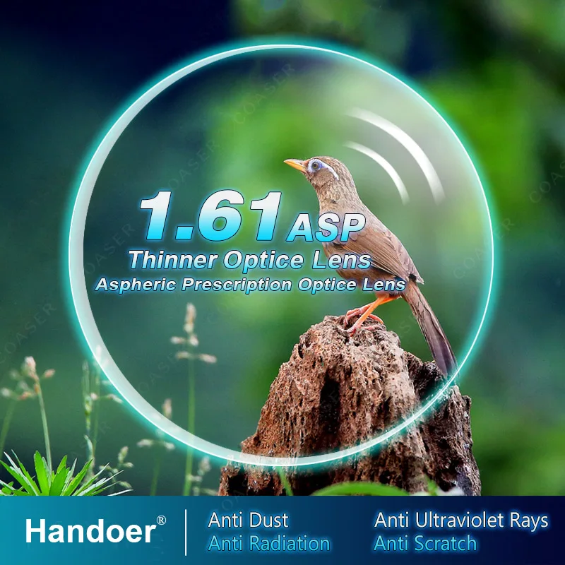 

Handoer Index 1.61 Anti-Radiation Protection Optical Single Vision Lens HMC, EMI Aspheric Anti-UV Prescription Lenses,2Pcs