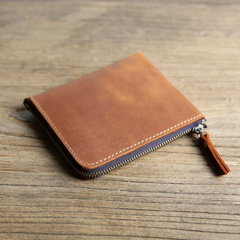 Genuine Leather Male Purse Crazy Horse Handmade Money Bag Vintage Short Small Zipper Wallet Men High Quality Cool Coin Pocket Genuine Leather Male Purse Crazy Horse Handmade Money Bag Vintage Short Small Zipper Wallet Men High Quality Cool Coin Pocket