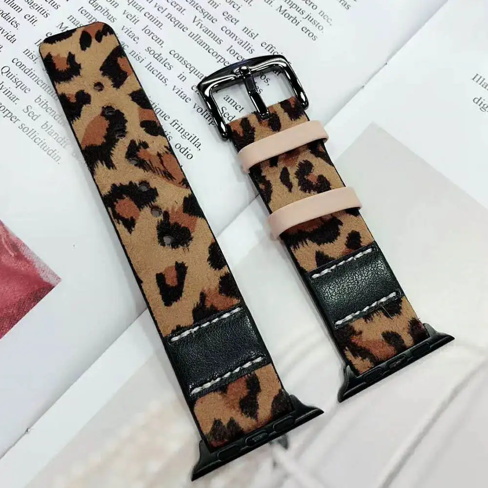 

Fashion Leopard Print Camouflage Leather Women Men Strap For Apple Watch Band Smart Watch Accessory For iWatch Series 5 4 3 2 1