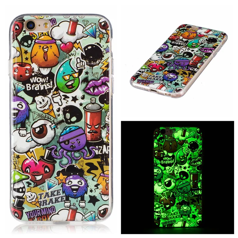 

For iPhone 6 Ultra Thin Owls Skull Printed Luminous Soft TPU Case For iPhone 5 5C 5S 6s 6S Plus 7 8 Plus X XS Back Cover