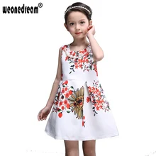 WEONEDREAM/ г., весенне-осеннее платье с принтом для маленьких девочек платье принцессы без рукавов с бусинами, украшенное декором для девочек жаккардовые платья для девочек