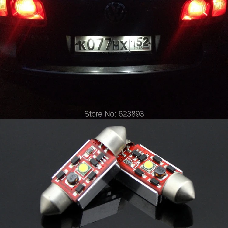 

Free shipping,2x Error Free Xenon White High Power 5W LED Canbus License Plate Light For VW Golf 3 4 5 6 Passat 3c B6 B5 Polo
