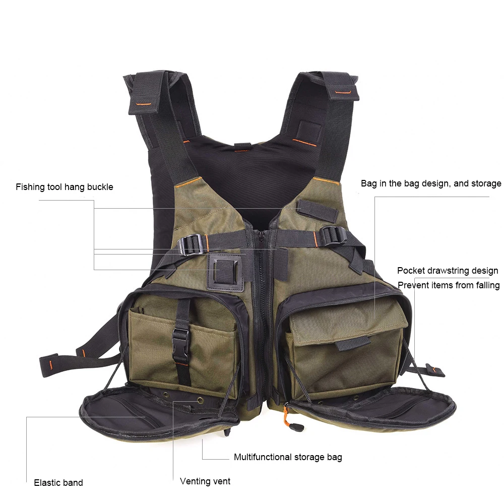 

2019 Fishing Vest Outdoor Quick Drying Fishing Vest Mutil-Pockets Life Jacket Safety Waistcoat Survival Utility Vest
