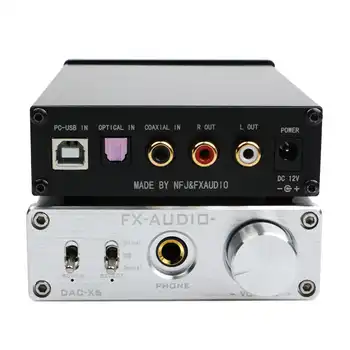 FX-AUDIO DAC-X6 HiFi 2.0 Digital Audio Decoder DAC Input USB/Coaxial/Optical Output RCA/ Headphone Amplifier 24Bit/96KHz DC12V