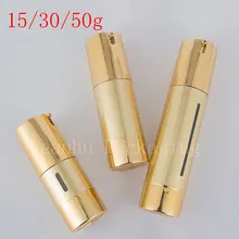20шт 15 мл 30 мл 50 мл пустой золотой безвоздушный насос косметические флаконы под лосьон, крем вакуумные контейнеры насос, дорожный крем алюминиевая бутылка