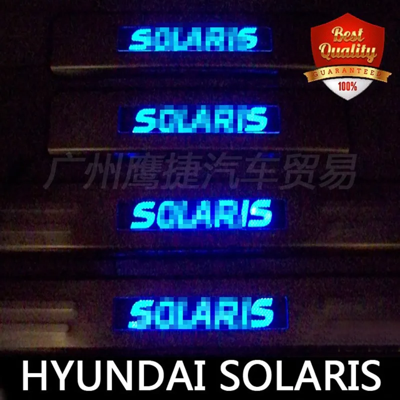 

Blue LED Light Door Sill Scuff Plate for Solaris 2010-2015 Stainless Steel Door Sill Threshold for Solaris 2 2017 2018