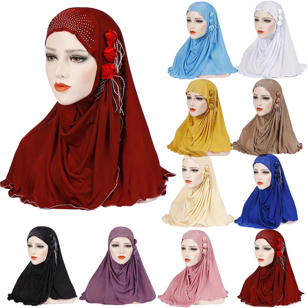 

Muslim Summer Headscarf Ice Silk Breathable Flower Tassel Fashion Turban Hat