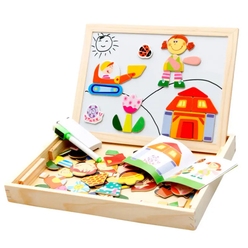 

Wooden Cartoon Anime Blackboard Magnetic Drawing Board Children Toys 3d Wooden Puzzles Toys Kids Educational Toys