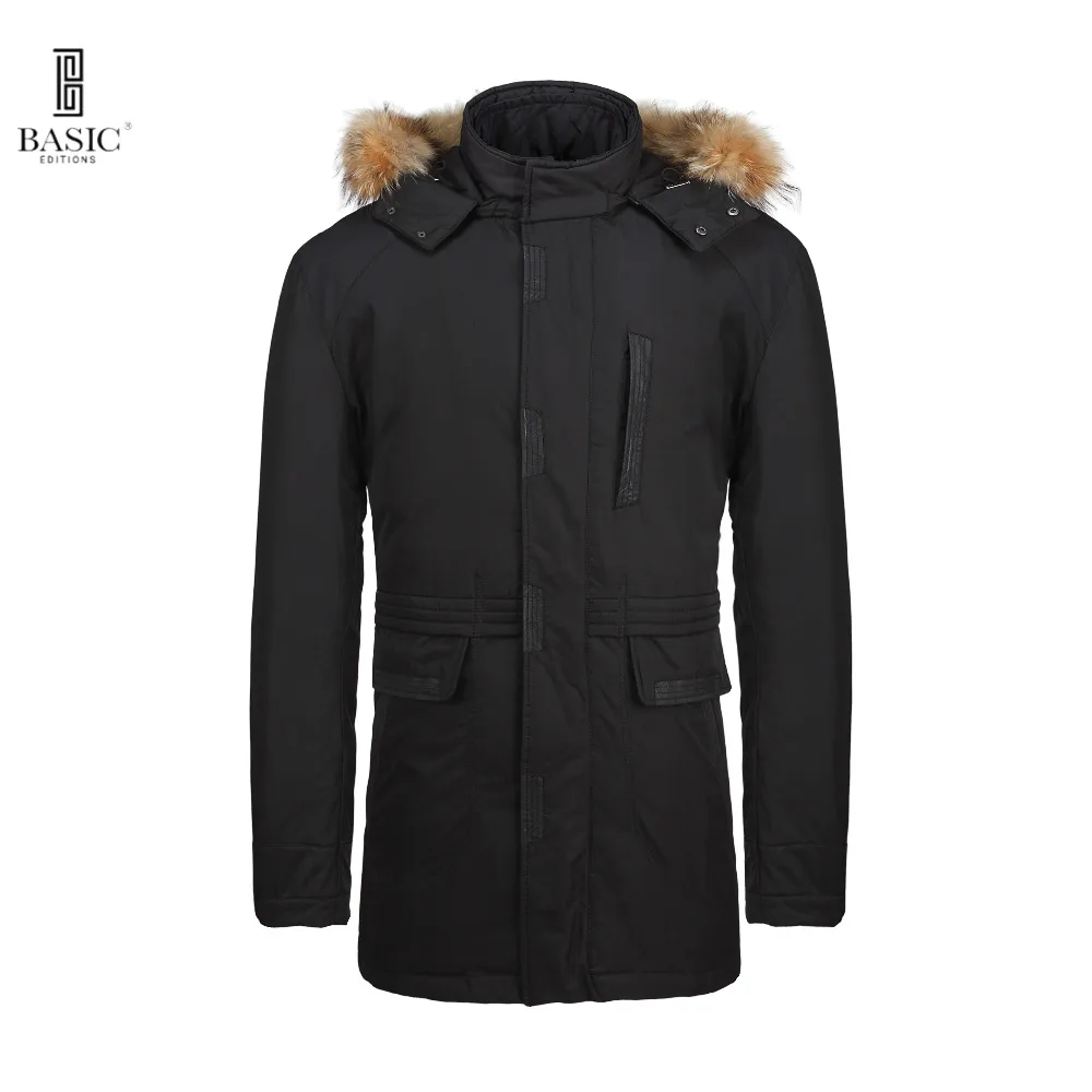 Basic Editions Mens Winter Fur Hood Casual Parka Down Jacket Coat Bc1