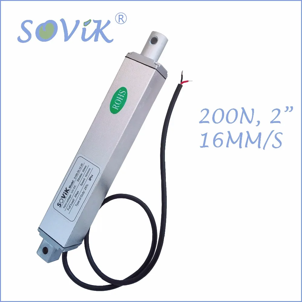 12V 24V Micro Linear Actuator 50mm 2 inch Stroke Electric DC Motor High Speed 16mm per sec Max