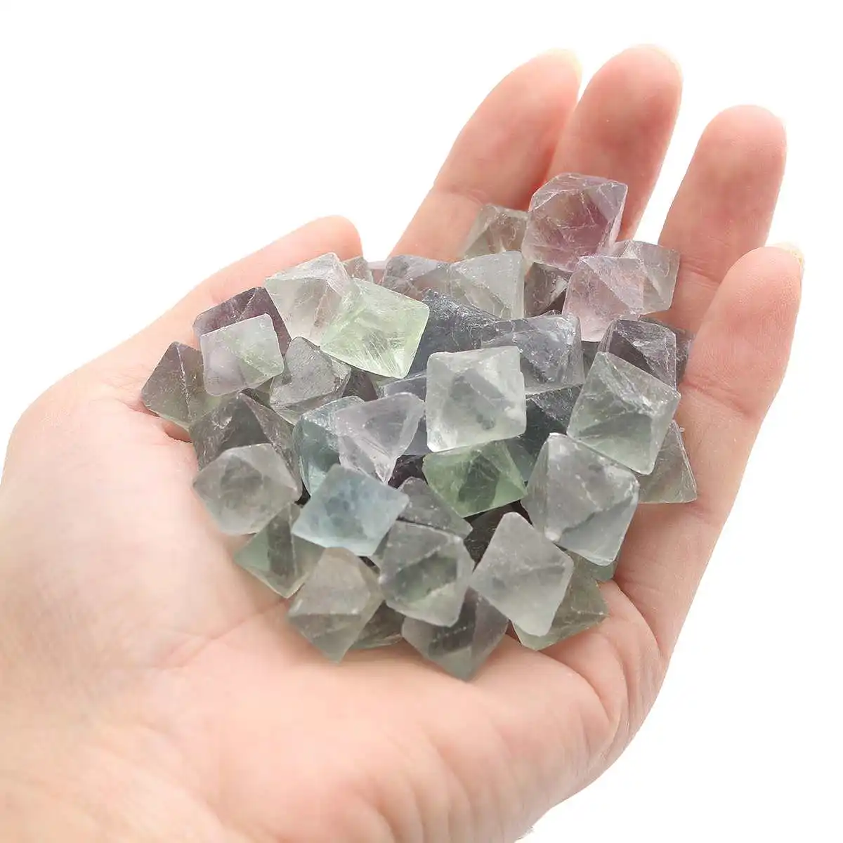 Около 50-60 шт 230 г синий и зеленый флюорит октаэдр кристаллы Камни лечебные камни флюорит сырье украшение из драгоценного камня камень