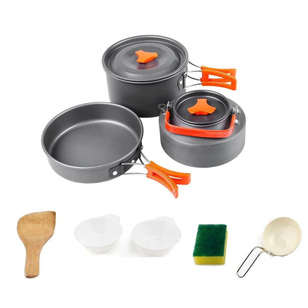 

Frying Pan Kitchen Cutlery Aluminum Alloy Portable Ultralight Camping Cooking Set Teapot Kettle Pot Picnic Outdoor Travel Hiking