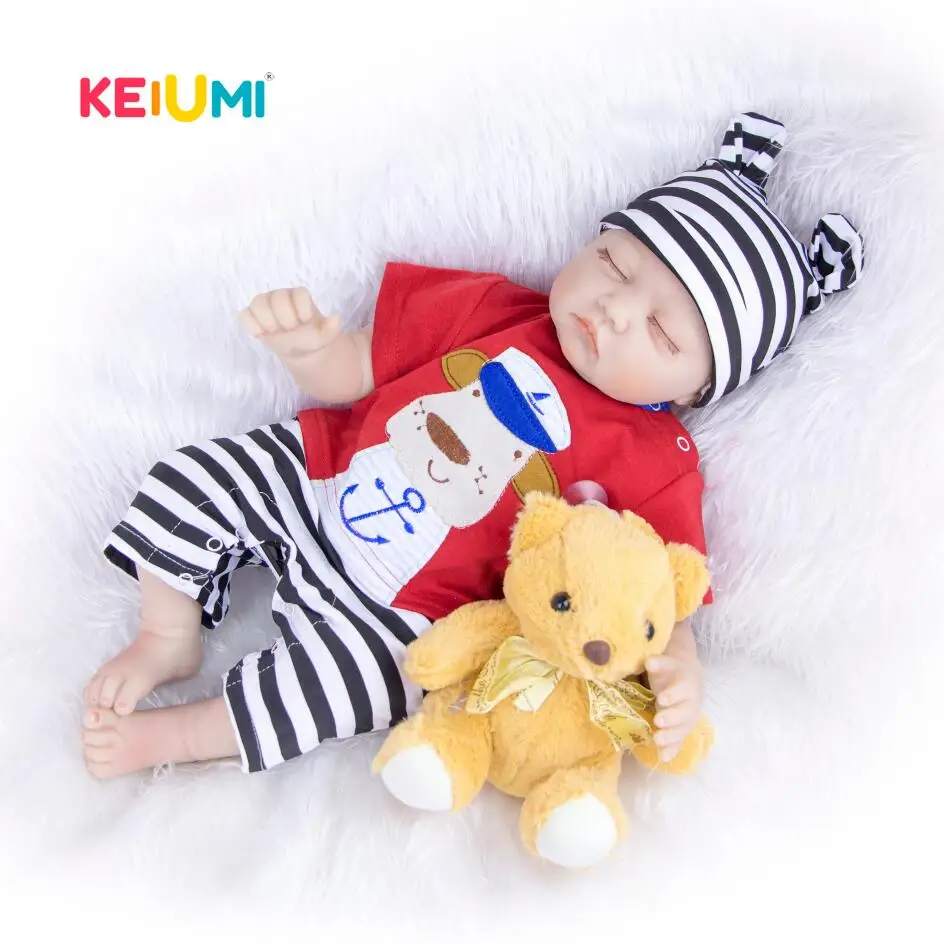 KEIUMI Reborn Baby Doll 55 см Реалистичная Спящая Мягкая силиконовая кукла Boneca Menino для детей