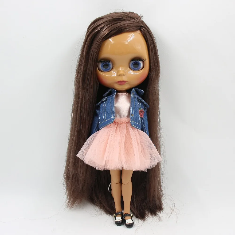 ICY DBS Blyth Doll 1/6 bjd toy dark skin white skin long straight deep brown hair 2
