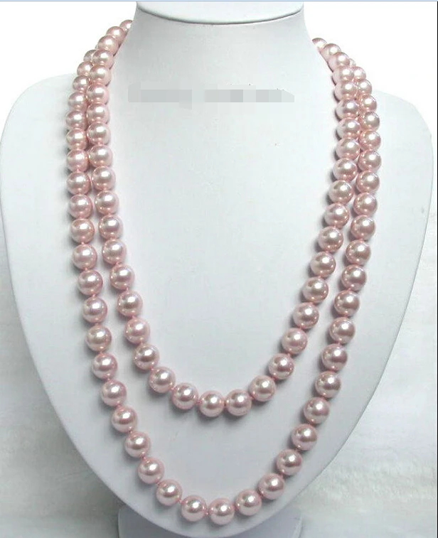 

FREE SHIPPING>@@> 48" round pink south sea shell pearls necklace ^^^@^Noble style Natural Fine jewe &