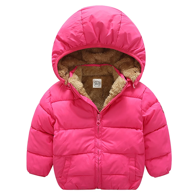 

winter New style 1-4 years Boy Girls Coat Children Baby Jacket Warm lambswool Hooded Baby child children Clothing