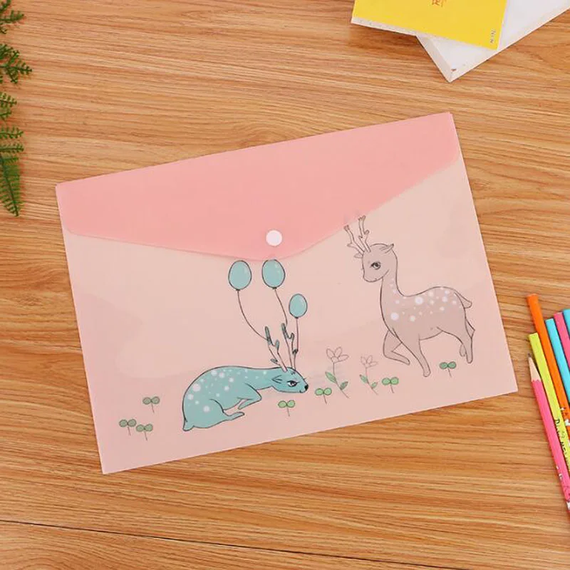 

Cartoon File Bag Office Portable Information Ticket Bag Cute Animal Children Students Large Capacity Stationery Snap Pen Bag