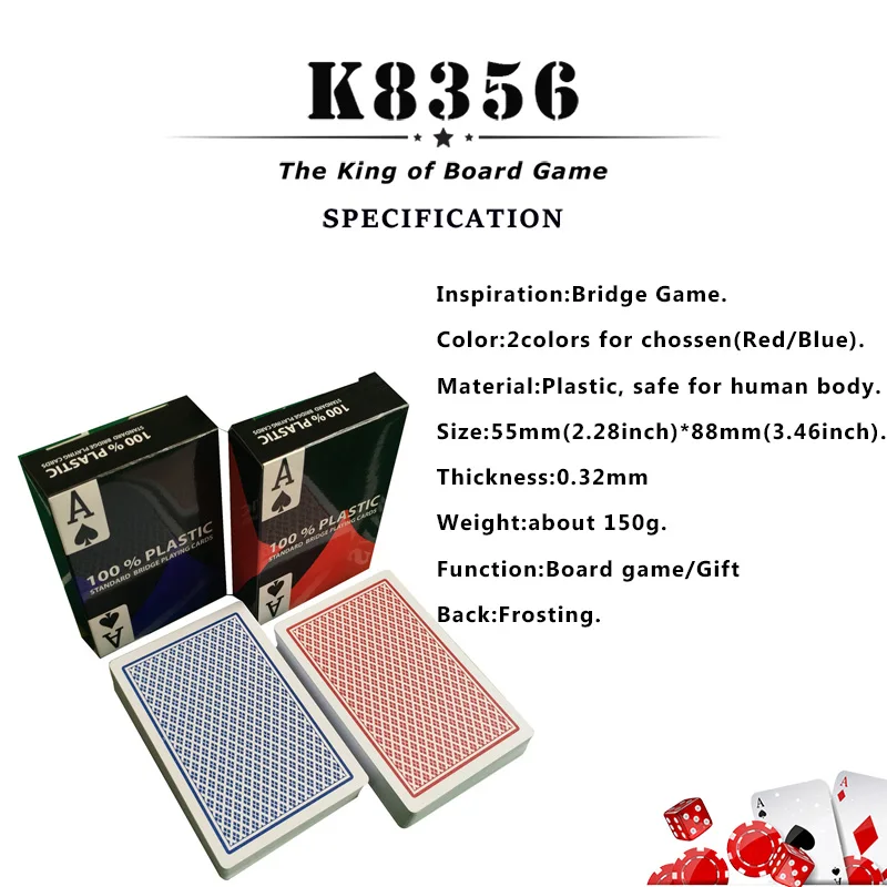 K8356 10 компл./лот Baccarat Texas Hold'em пластиковые игральные карты водонепроницаемые атласные для покера карточная доска мост игра 2,28*3,46 дюймов