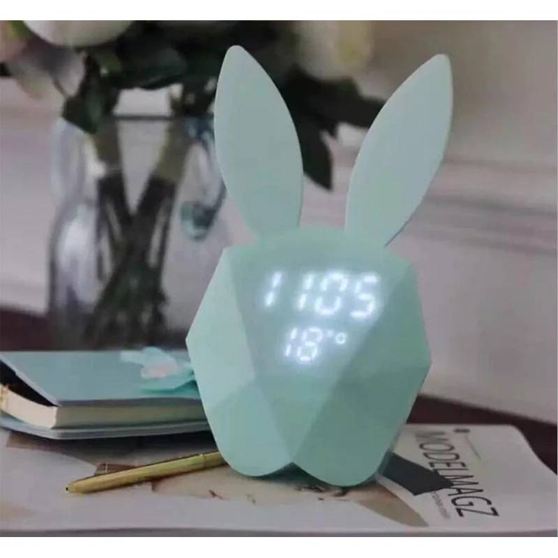 

Charge Bed Snoozing Rabbit Alarm Clock Music Reminder Night Light Intelligent metoo Alarm Clock Temperature Display Digital Elec