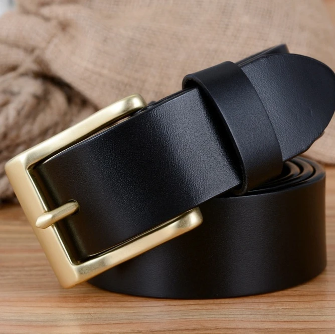 Мужской ремень из натуральной кожи с пряжкой твердой латуни|leather belts for men|genuine leather