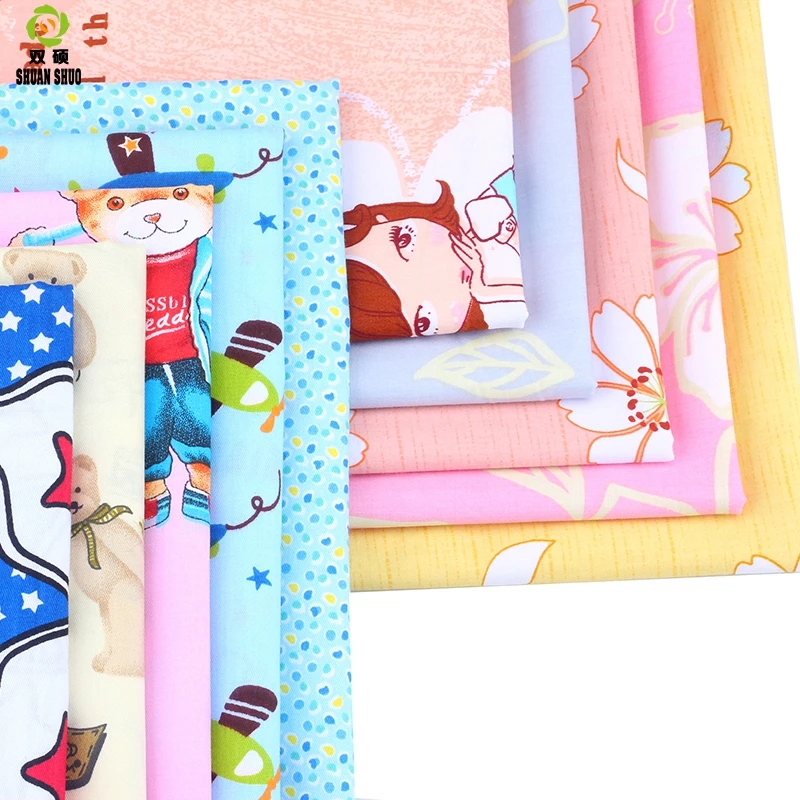 

Shuanshuo Half Meter Twill Cotton Fabric Flower Series Patchwork Cloth Of Handmade DIY Quilting Sewing Textile Material