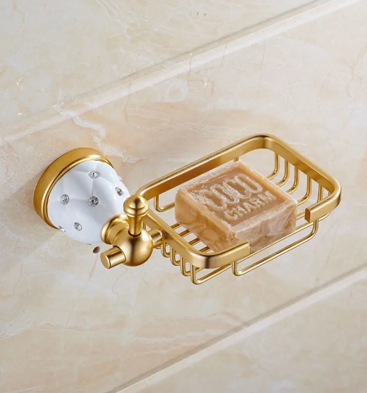 European Soap Dish Golden Soap Holder Diamond Soap Box Bathroom