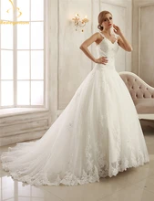 Bealegantom New Lace V-Neck Wedding Dresses 2017 with Beaded Appliques Plus Size Bridal Gowns Vestido De Novia QA1133