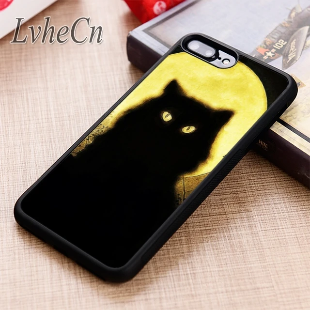 LvheCn BLCK CAT MOON ART NOIR чехол для телефона iPhone 5 6 6s 7 8 plus X XR XS max 11 12 Pro Samsung Galaxy S7 edge S8 S9 S10 |