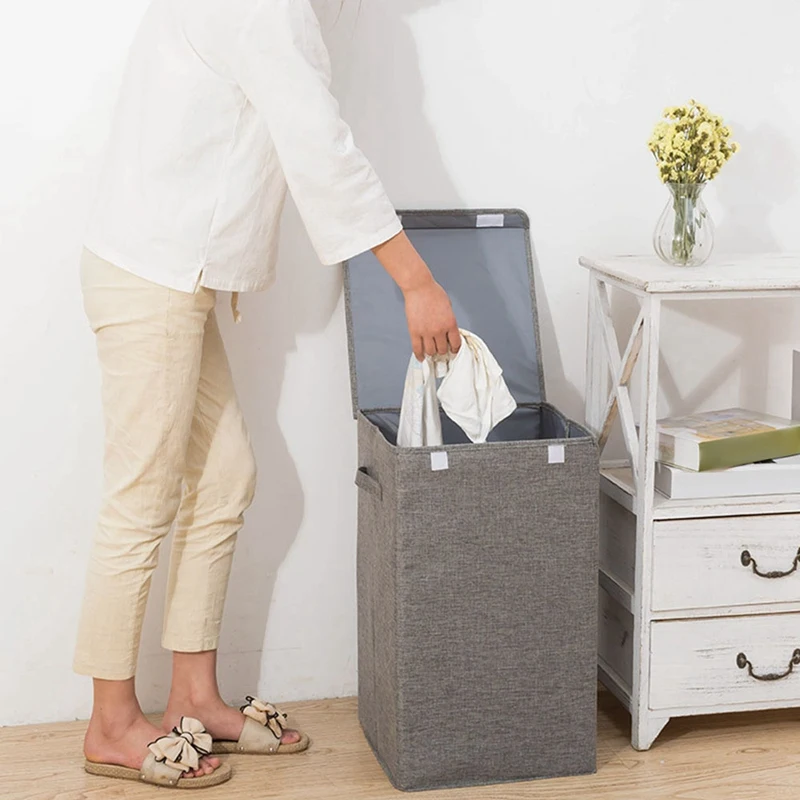 Preise Qualität Baumwolle Wäsche Korb mit Abdeckung Bad Wäsche Korb Große Küche Storage Basket Home Faltbare Wasserdicht