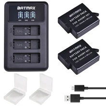 2Pcs AHDBT501 Hero5 Battery Akku+ USB LED 3-Port Charger with Type C Port for GoPro 2018 Hero 5 GoPro Hero 6/7 Camera Battery