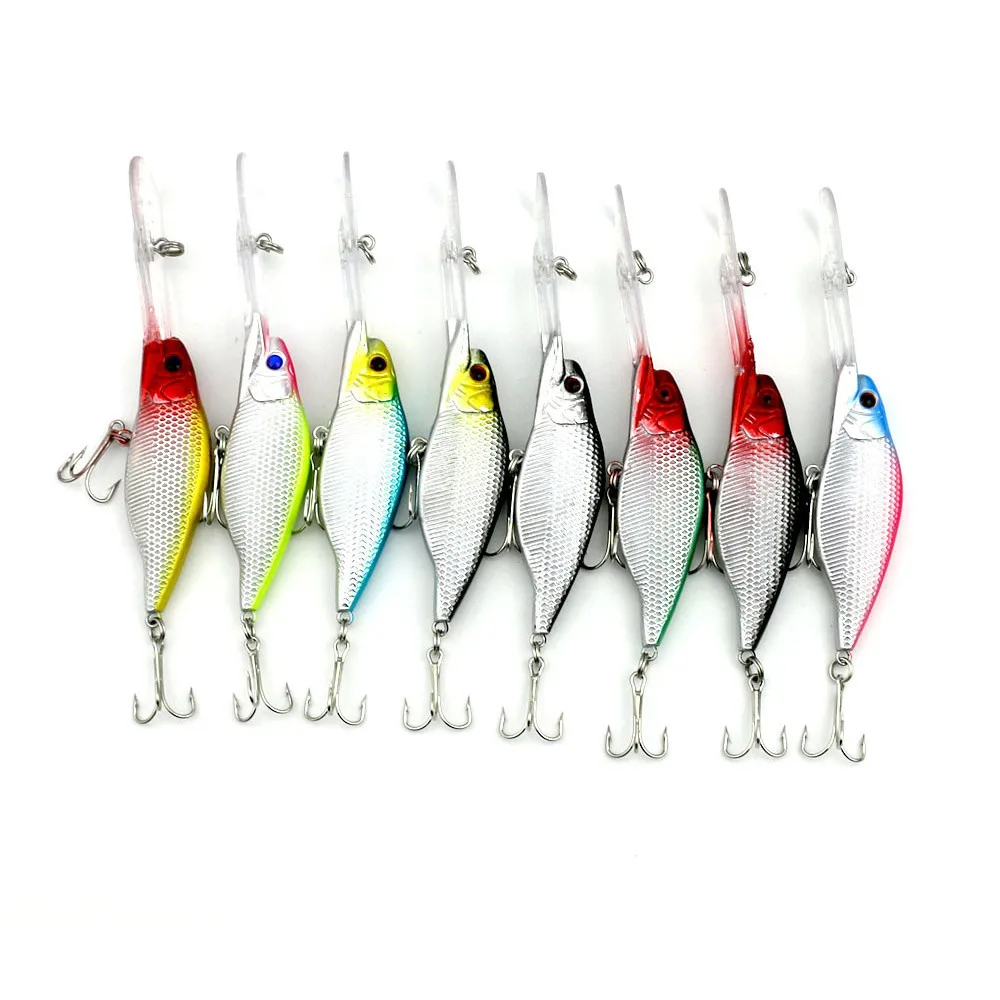 

GoodOutdoor Dynamic 8pc sink medium dive hard fishing bait long mouth 3d eyes tight wobble tackle Mar20