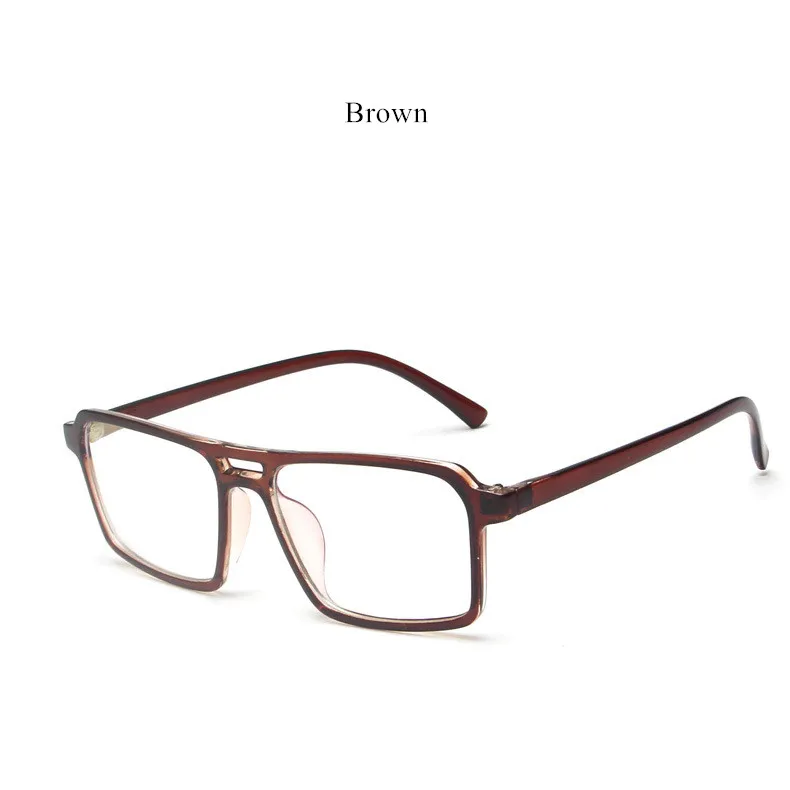 UVLAIK, Ретро стиль, оправа для очков, для женщин, фирменный дизайн, двойной луч, очки для мужчин, Классические Оправы, прозрачные линзы, очки унисекс - Цвет оправы: Brown