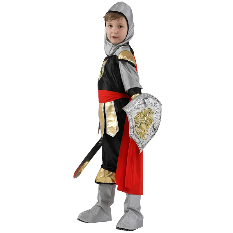 Вечерние костюмы на Хэллоуин для детей, Королевский рыцарь-воин, Костюм Солдата для мальчиков, средневековый римский костюм для косплея, карнавальный костюм, нарядное платье